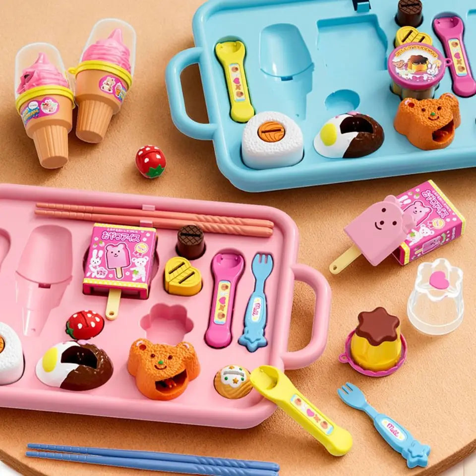 Japanese Little BearShape Pudding Feeding Set Pretend Play Simulation Model Lunch Box Pudding Role Play Kawaii Play House