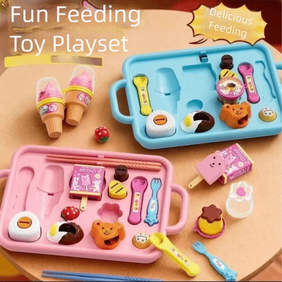 Japanese Little BearShape Pudding Feeding Set Pretend Play Simulation Model Lunch Box Pudding Role Play Kawaii Play House