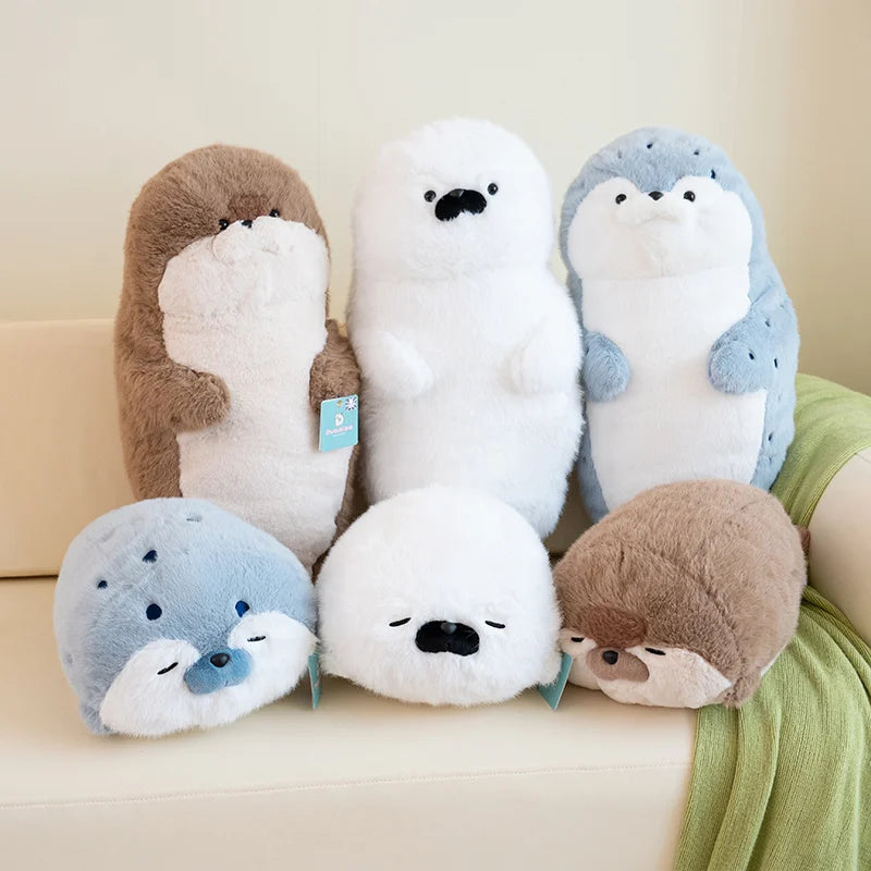 Dropship Cute Sushi Seal Plush Toy Lifelike Stuffed Marine Sea Otter Japanese Fried Shrimp Soft Doll Pillow Cushion For Kids
