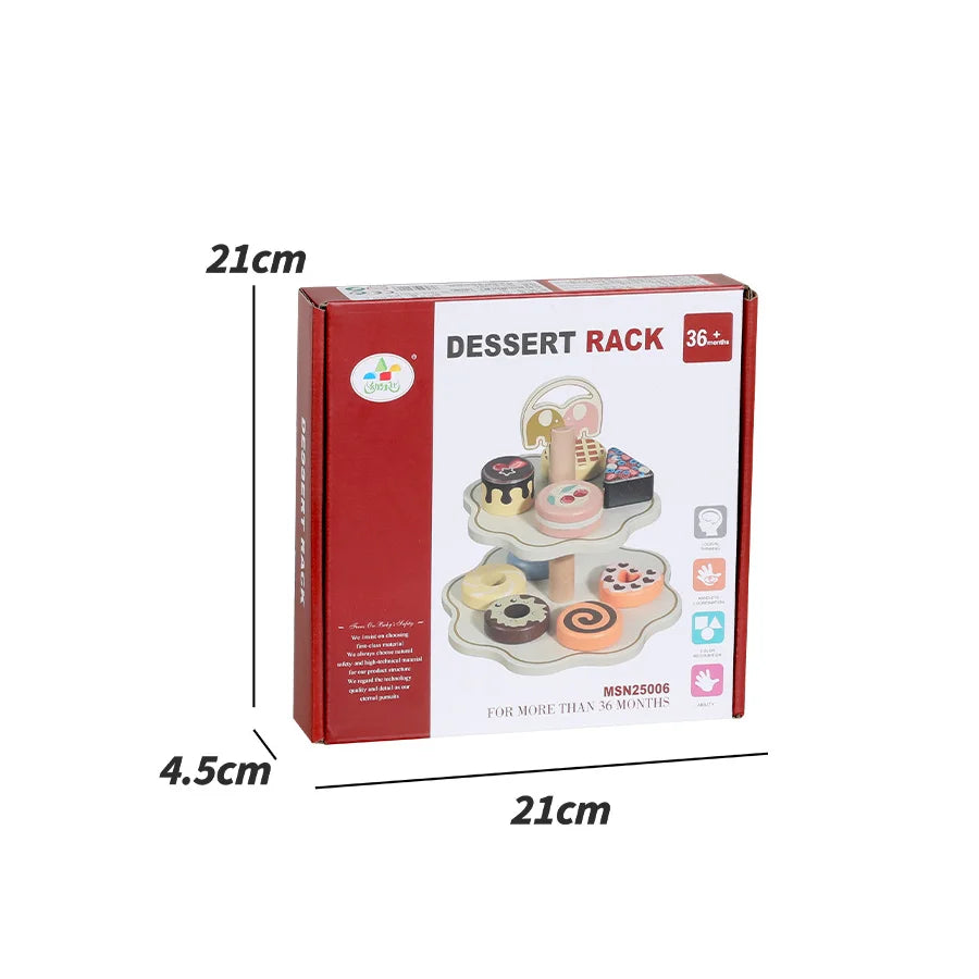 Children Wooden Pretend Play Toys House Dessert Stand Tea Kitchen Role Play Imitation Game Early Educational Toys for Girls Boy