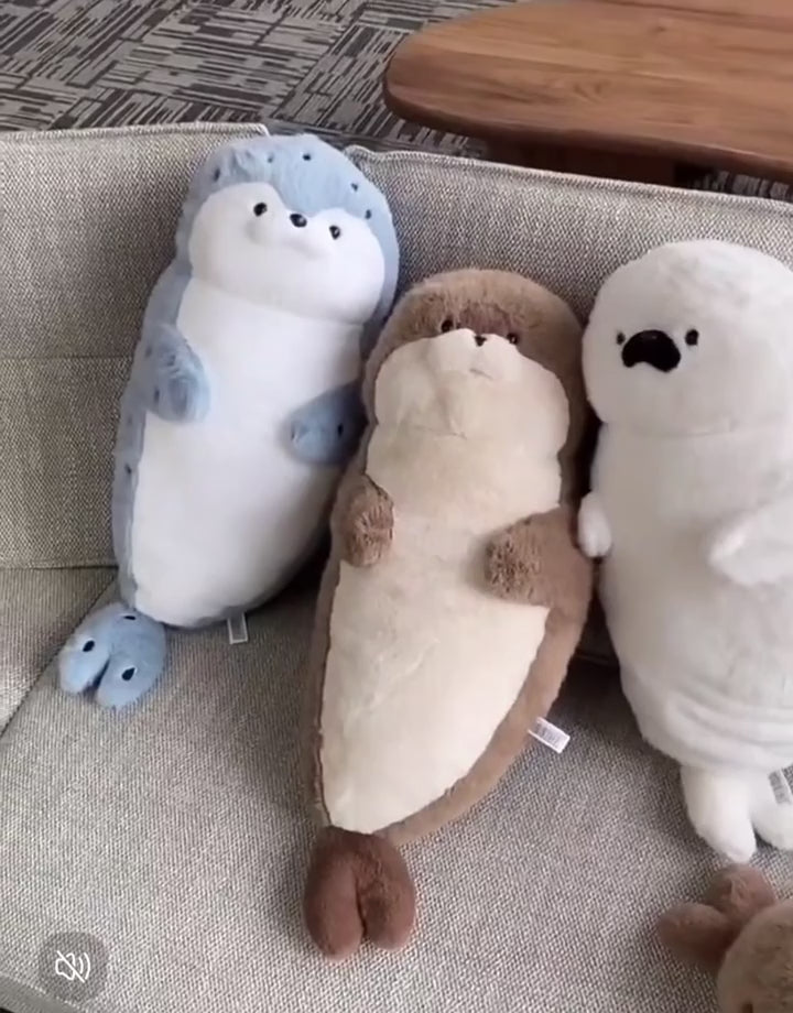 Dropship Cute Sushi Seal Plush Toy Lifelike Stuffed Marine Sea Otter Japanese Fried Shrimp Soft Doll Pillow Cushion For Kids
